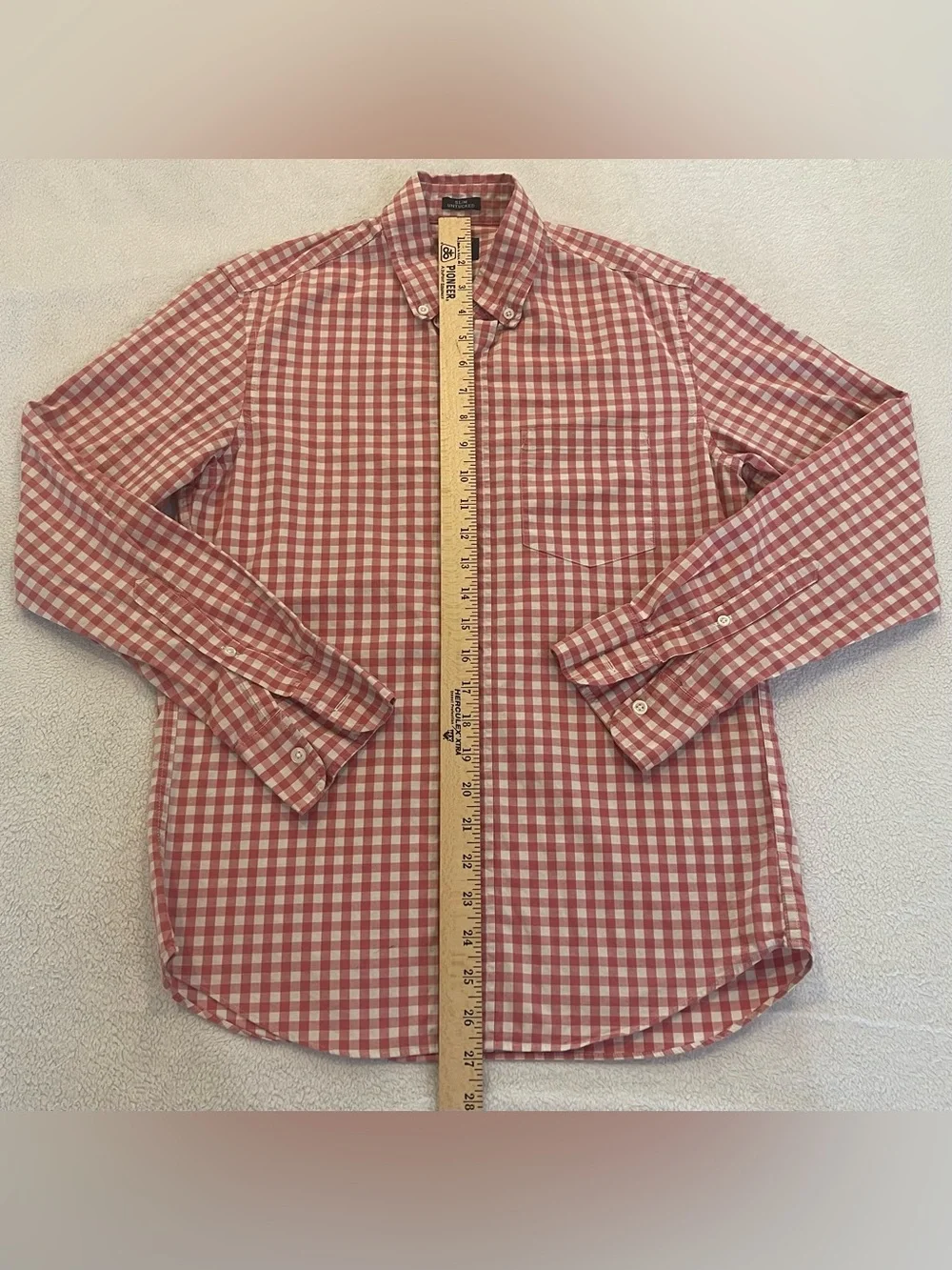 J.Crew Flex Washed Slim Untucked Pink Gingham Button Down Shirt Small